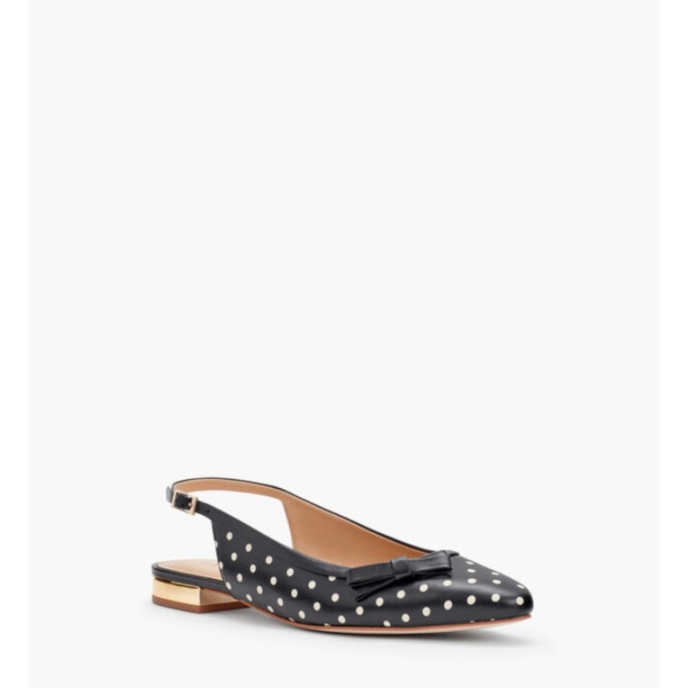 TALBOTS EDISON SLINGBACK BOW FLATS - DOT PRINT
